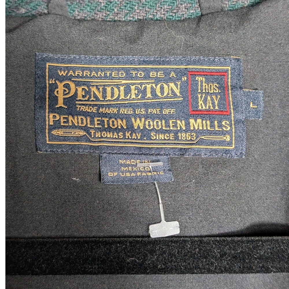 Vtg Pendleton Wool Jacket Green Houndstooth Thomas Kay Ltd Ed 10/400 Women Lg - Picture 2 of 12